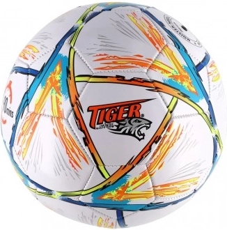 kleurrende voetbal maat 5, genaaid leren, 23 cm