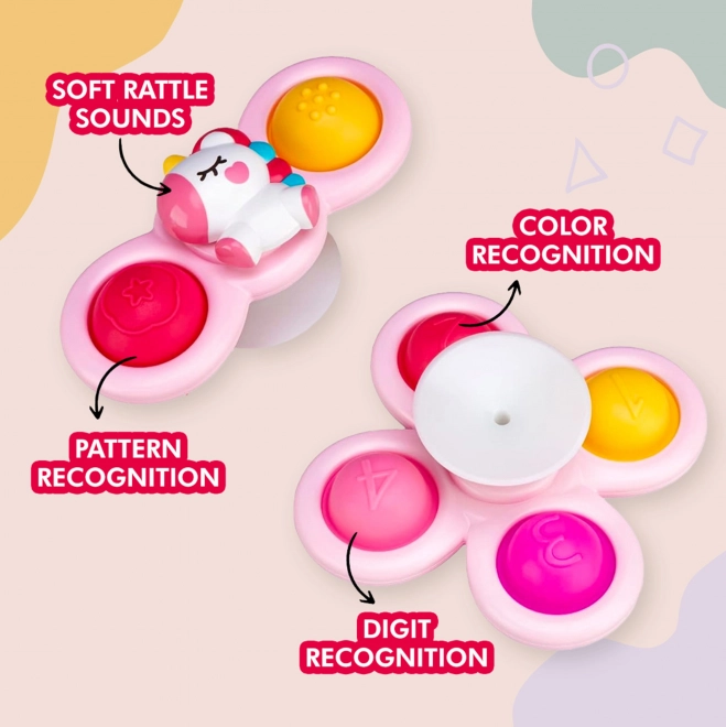WOOPIE kids cosmic spinner pop-it sensory toy pink, set of 3 pcs
