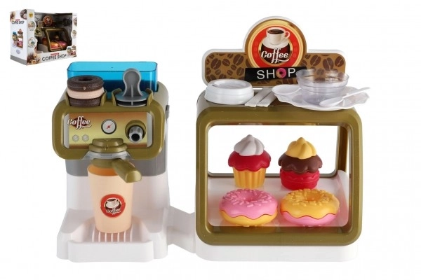 Kinderspielzeug Café mit Kaffeemaschine und Gebäck