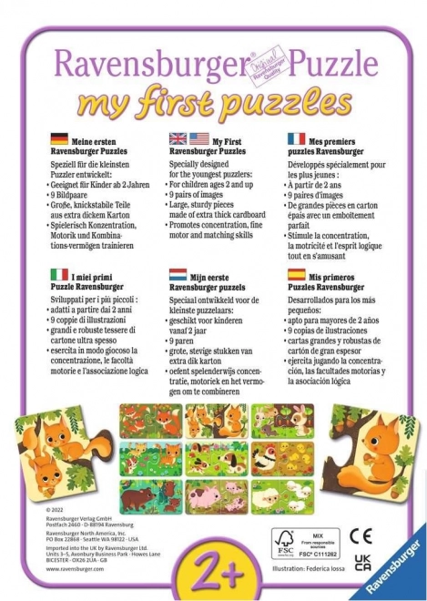 RAVENSBURGER Mon premier puzzle – animaux et leurs petits, 9×2 pièces