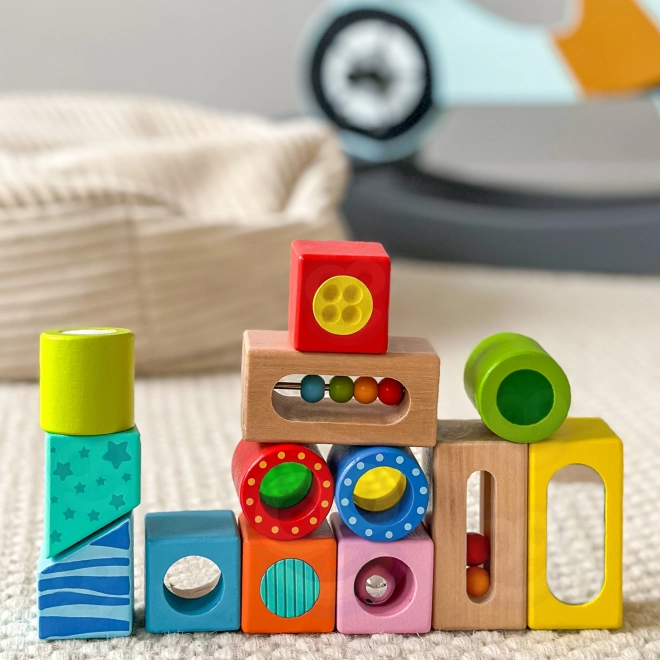 Tooky Toy Wooden Sensory Blocks Set