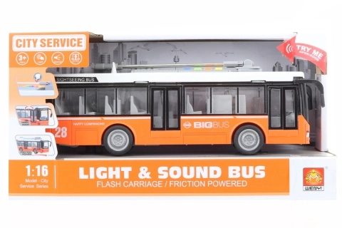 Oranjekleurige rijdende en lichtgevende trolleybus op batterijen