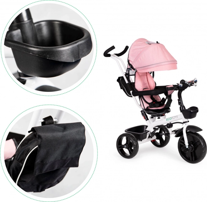 Kinderdrietrike met 360° draaibare zit roze ECOTOYS