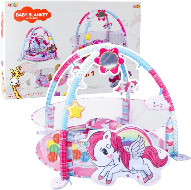 Educatieve speeldeken voor baby's 3-in-1 met eenhoorn roze