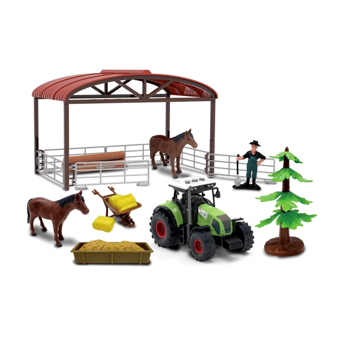 Speelset met tractor en paardenomheining