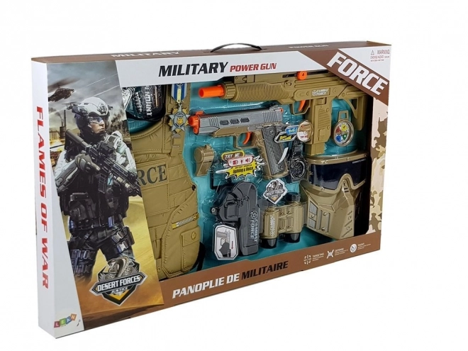Militaire set Wapen Masker Verrekijker Vest Kompas