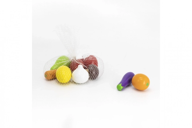 Wooden Fruits and Vegetables Set in Mesh Bag