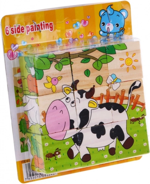 Houten puzzel voor kinderen 18m+ Dierenpuzzel 6 afbeeldingen
