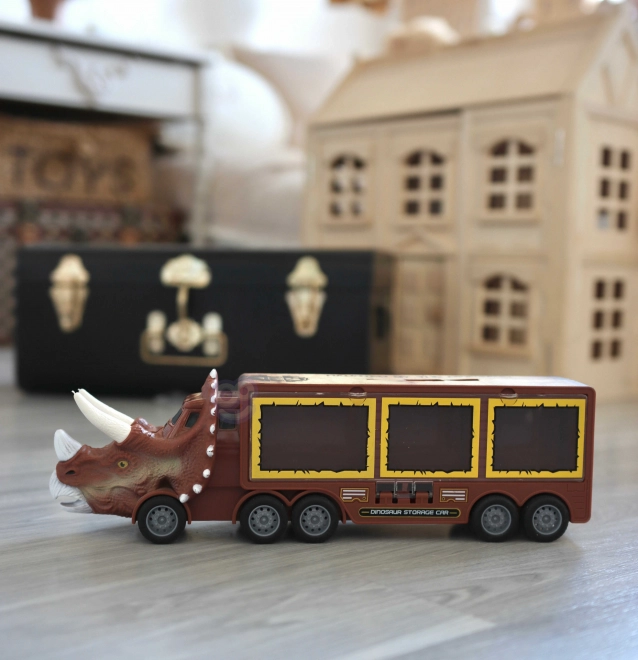 Dinosaurier-Lkw mit Werfer und Autos