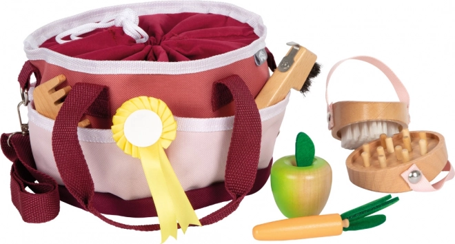 Paardverzorgingsset met rode tas