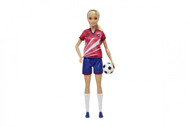 Barbie voetbalpop in rood tenue