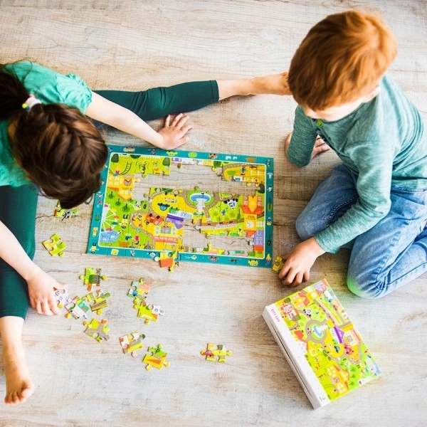 Puzzel met het zoeken naar plaatjes: Leven in de stad 80 stukjes