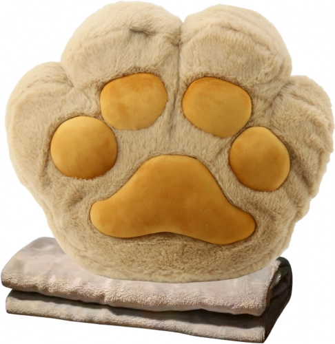 Plüschkissen mit Handtasche und Decke, beige 40 cm