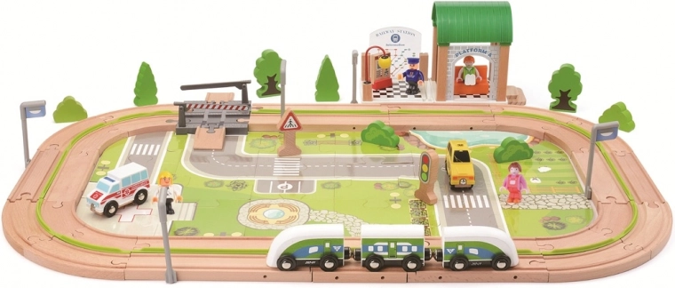 Houten Treinbaan Dorp 110 delen