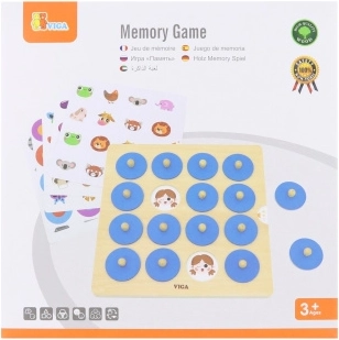 VIGA Wooden Memory Game with Pictures – Montessori, 10 Cards