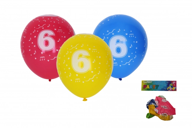 Opblaasbare ballon met het cijfer 6 30 cm - 5 stuks