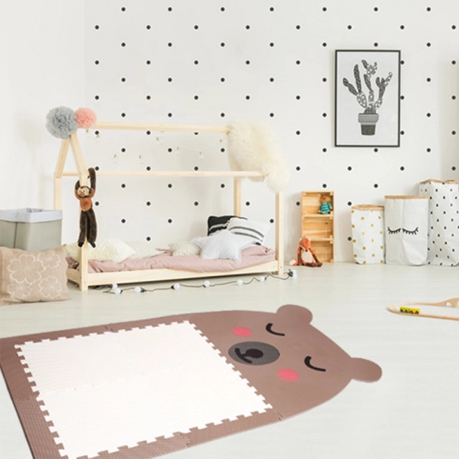 Design puzzelvloer Méďa - bruin met witte buik