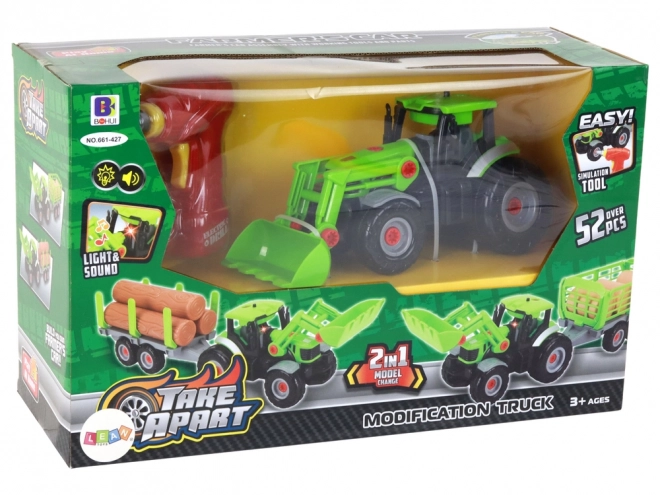Tractor DIY met aanhanger Landbouwmachine Schroevendraaier