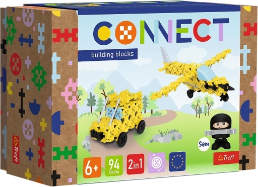 Bouwset Trefl Connect 2-in-1 vliegtuig en jeep, 94 stukjes