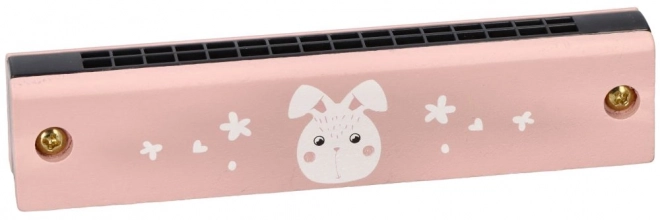 Roze mondharmonica voor kinderen met decor