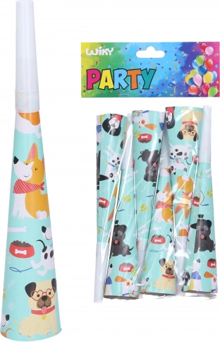 Feesttoeters met hondmotief 20 cm (6 stuks)