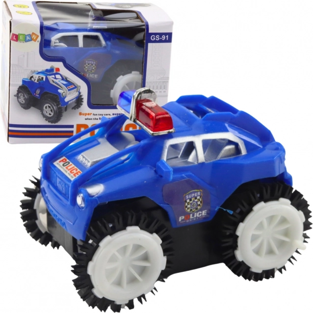 Voiture de police cascadeuse avec effets lumineux et sonores, bleu