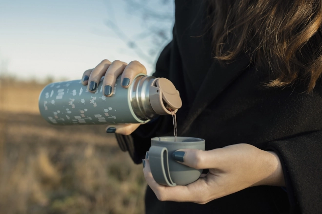 Thermos pour liquides avec poignée en silicone 400 ml, Montagnes