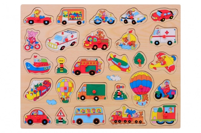 Houten puzzel met grote handgrepen