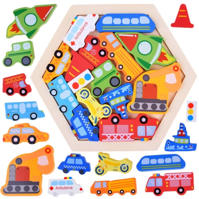 Houten puzzel voertuigen