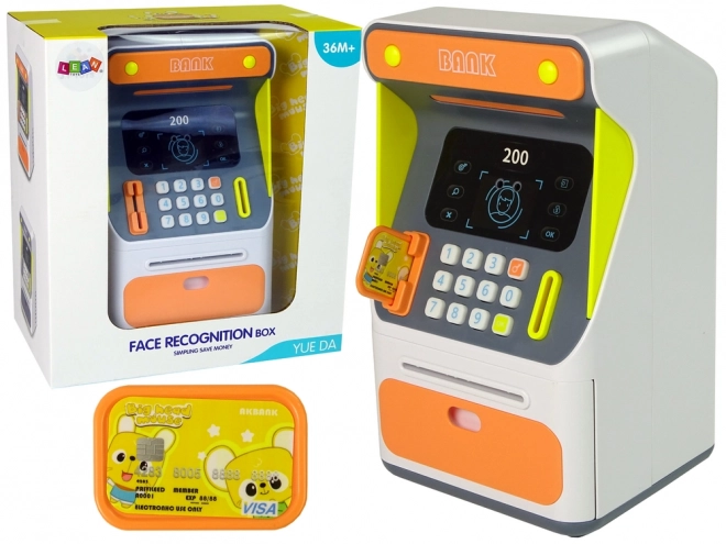 Bankomat Spaarpot Gezichtsherkenning Sensor PIN Sparen Oranje