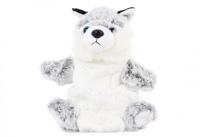 Chien Husky en peluche marionnette 25 cm