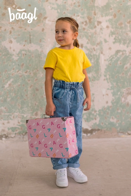 BAAGL Opvouwbare Schoolkoffer Logo - roze met metalen hoeken