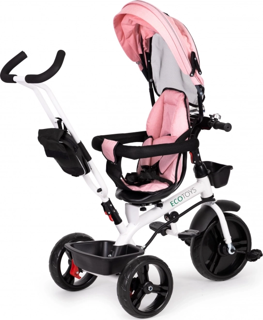 Kinderdrietrike met 360° draaibare zit roze ECOTOYS