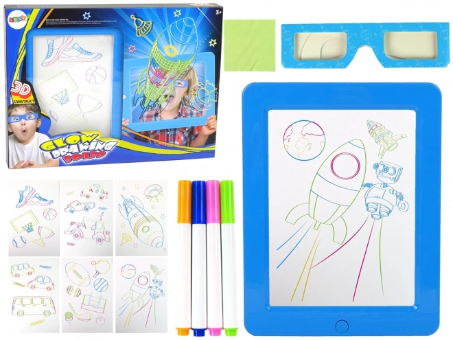 Magische Verlichtende 3D Bril voor het Bord Blauw