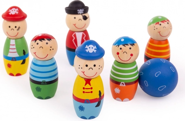 Gekleurde houten piraten-kegels voor kinderen