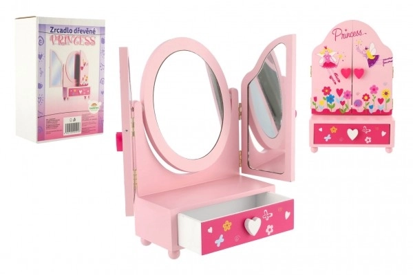 Spiegel sieradendoos Princess 3-delige lade hout 16x25x8cm in doos