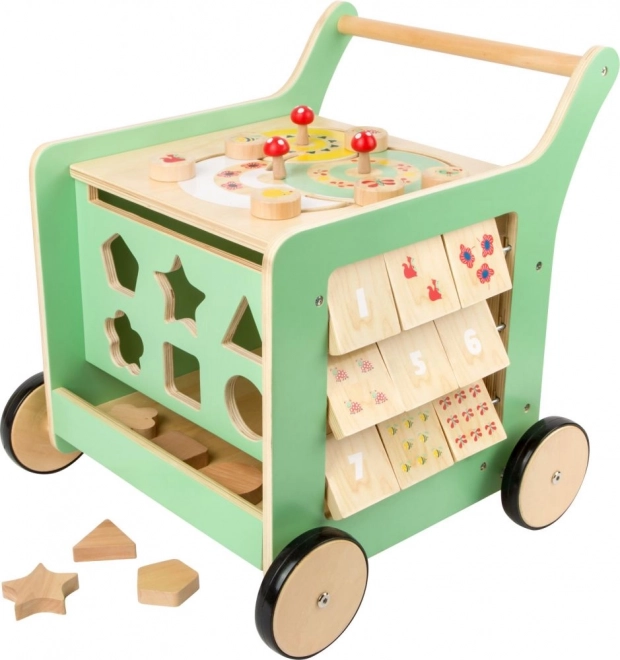 Houten actief loopwagentje voor kinderen 5-in-1 met rem