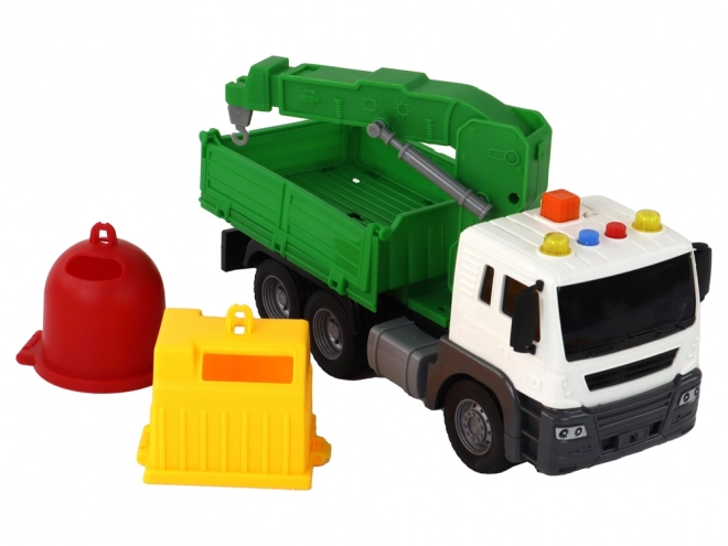 Vrachtwagen voor het ophalen van afval met kraan en wrijving aandrijving Groen 1:16