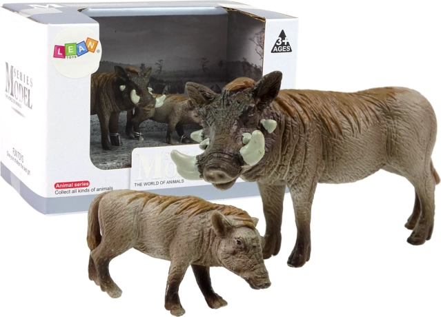 Set van 2 figuren — wrattenzwijn met jong, serie Dieren van de Wereld