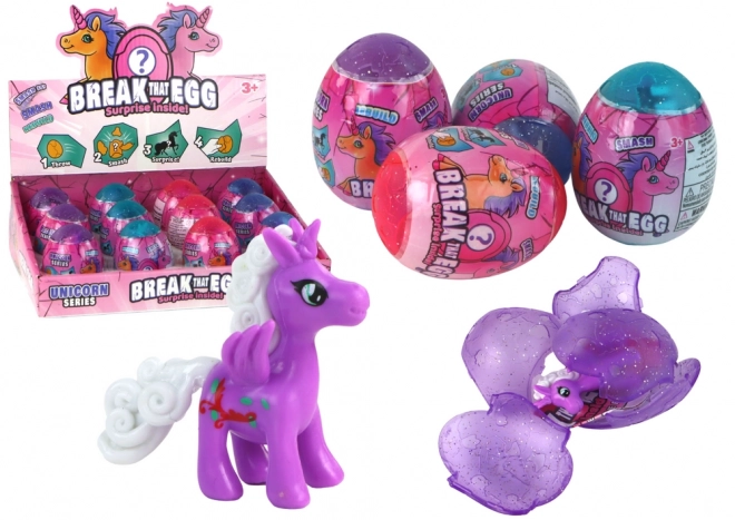 Magisch knallend eenhoorn ei in de dop 4 kleuren 6 cm