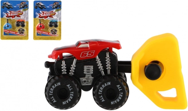 Mini afvuurbaar monstertruckje, kunststof, 4 cm, 3 kleuren