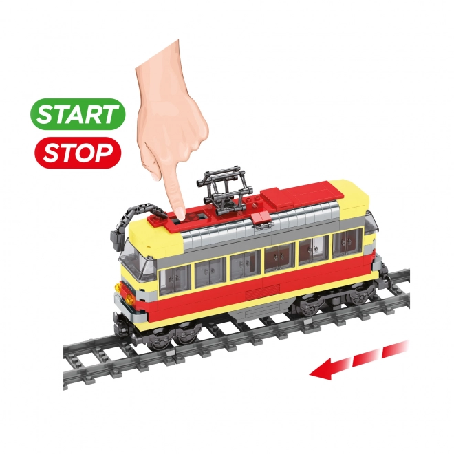 Compatibele BLOXO tram bouwset op batterijen met rails 724 stuks