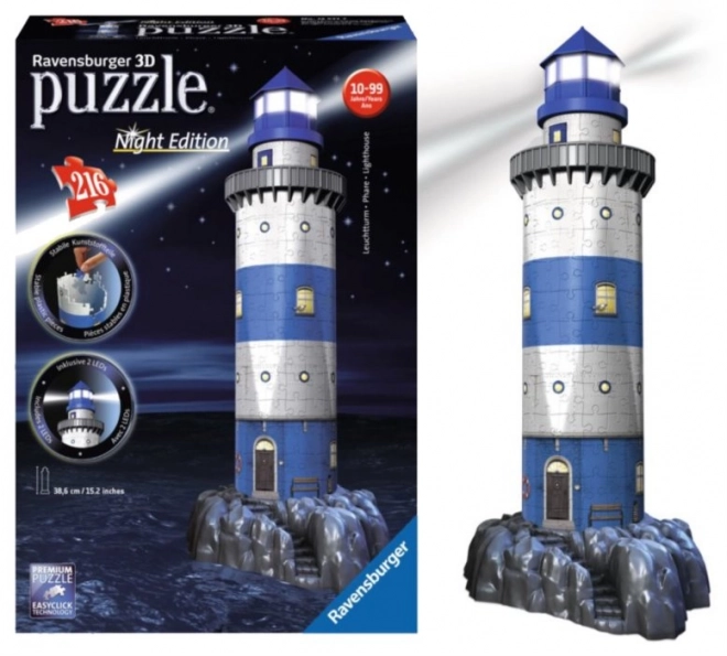 Ravensburger Illuminated 3D Puzzle Lighthouse Night Edition 216 Pieces