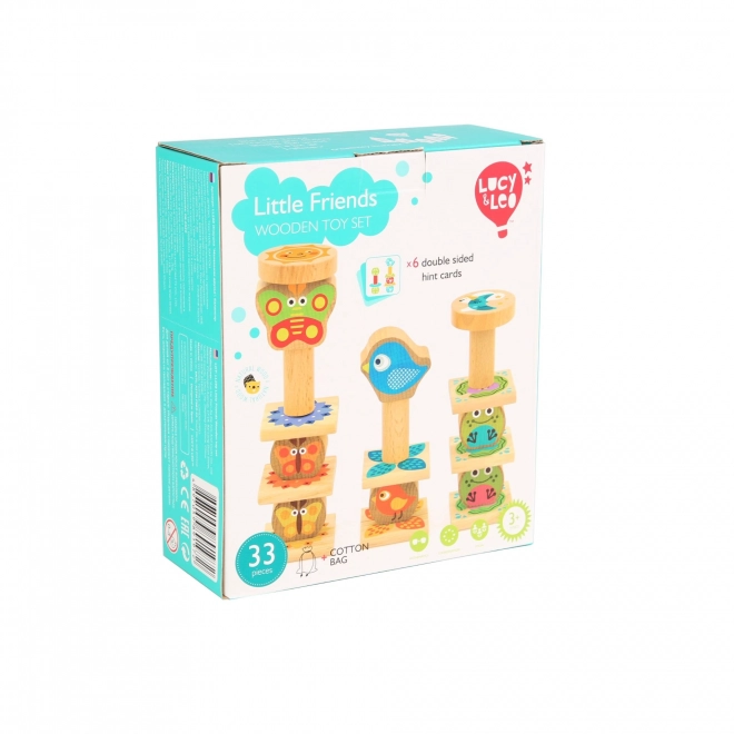 Lucy & Leo Kleine Vrienden - houten balansspel met voorbeelden 33 delen