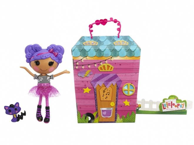 Grote rockpop Storm E. Sky 33 cm met paarse kat