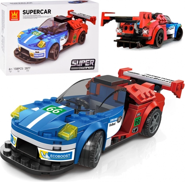 Technical building set sports car blue‑red 138 pieces