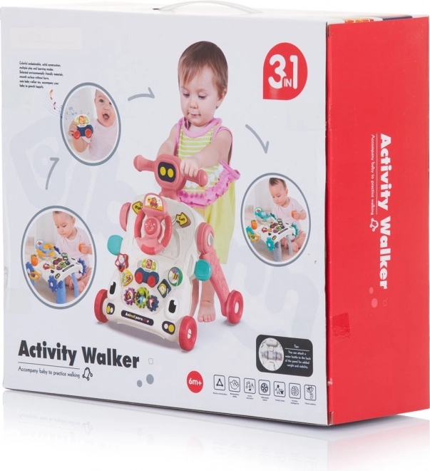 Interactieve Loopstoel 3in1 auto roze