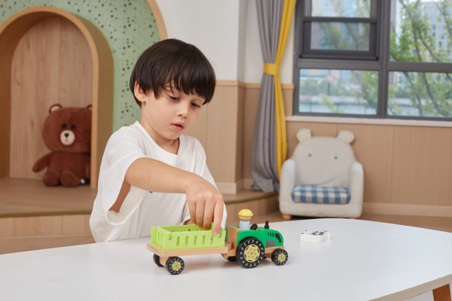 Houten tractor met diertjes