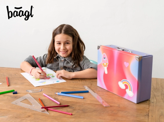 Klappbare Schultasche Regenbogen Rot