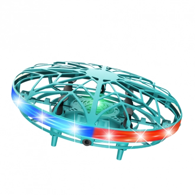 Handbestuurde UFO-drone met LED-verlichting turquoise